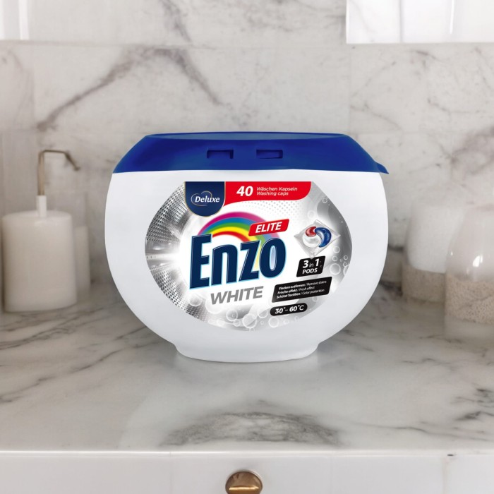 Deluxe Enzo Elite White | 40 kapsułek | 3w1 | Wybielanie | Świeżość | Łatwa aplikacja