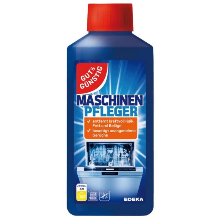 Gut & Gunstig Maschinen Pfleger | 250 ml | Czyścik do zmywarki | Cytrynowy zapach | Usuwanie osadów | Niemiecka jakość
