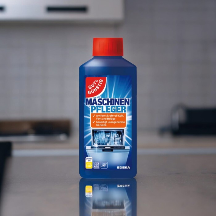Gut & Gunstig Maschinen Pfleger | 250 ml | Czyścik do zmywarki | Cytrynowy zapach | Usuwanie osadów | Niemiecka jakość