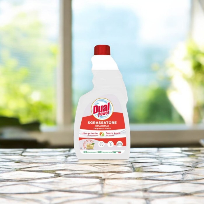 Dual Power | Włochy | Sgrassatore | Refill 750 ml | Koncentrat | Odtłuszczacz | Opakowanie uzupełniające | Ekologiczny środek czyszczący