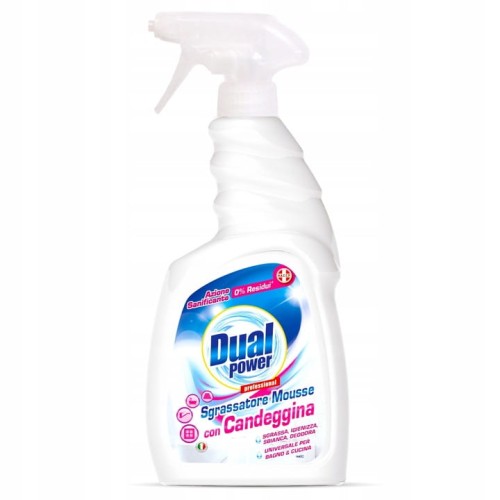 Dual Power | Sgrassatore Mousse | 750 ml | Pianka z wybielaczem | Włoski odtłuszczacz | Do kuchni i łazienki | Skutecznie usuwa tłuszcz i plamy