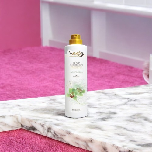 Zdjęcie produktu Wexor Elisir Ammorbidente Verde Himalaya 750 ml – butelka płynu do płukania tkanin premium, zapach zielonej orchidei i mchu himalajskiego, z mikrokapsułkami i proteinami jedwabiu, do 30 prań.