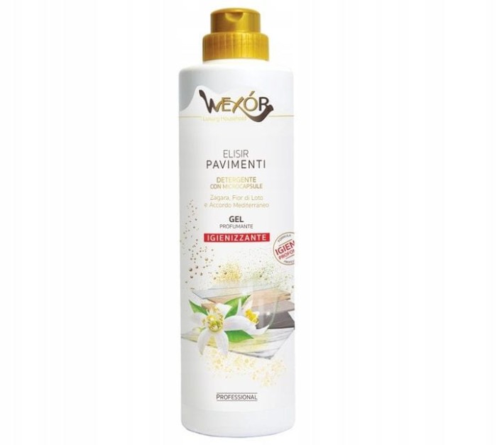 Zdjęcie produktu Wexor Elisir Pavimenti Zagara 750 ml – perfumowany żel do podłóg premium, mikrokapsułki, zapach zagara, lotosu i nut śródziemnomorskich; nie wymaga spłukiwania.