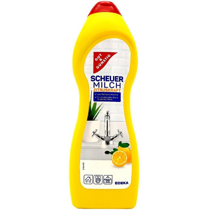 Gut & Günstig | Scheuer-Milch | 750 ml | Niemieckie mleczko czyszczące | Zapach cytrynowy | Do kuchni i łazienki | Skuteczne i delikatne
