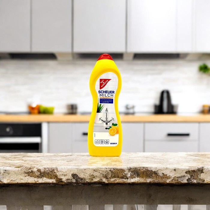 Gut & Günstig | Scheuer-Milch | 750 ml | Niemieckie mleczko czyszczące | Zapach cytrynowy | Do kuchni i łazienki | Skuteczne i delikatne