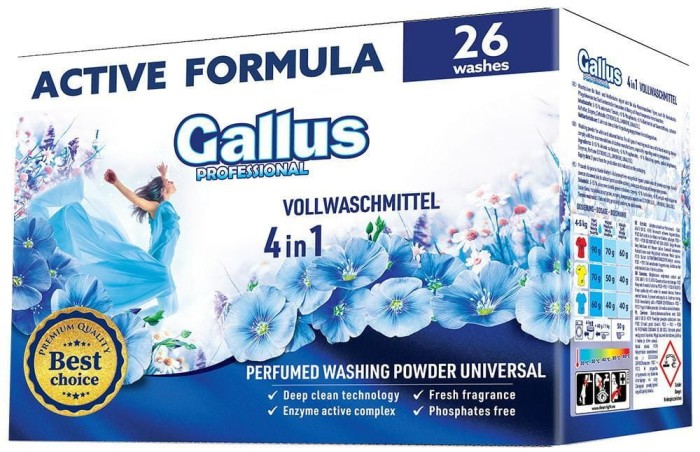 Gallus Universal | 26 prań | Do białego i kolorowego | Od 30°C | Świeży zapach | Usuwanie plam