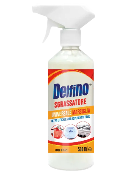 Delfino | Sgrassatore Marsiglia | 500 ml | Włoski odtłuszczacz | Zapach Marsylii | Skuteczne czyszczenie tłuszczu | Do kuchni i łazienki