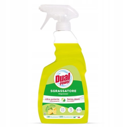 Dual Power | Sgrassatore Limone | 750 ml | Odtłuszczacz cytrynowy | Włoski środek czyszczący | Do kuchni i łazienki