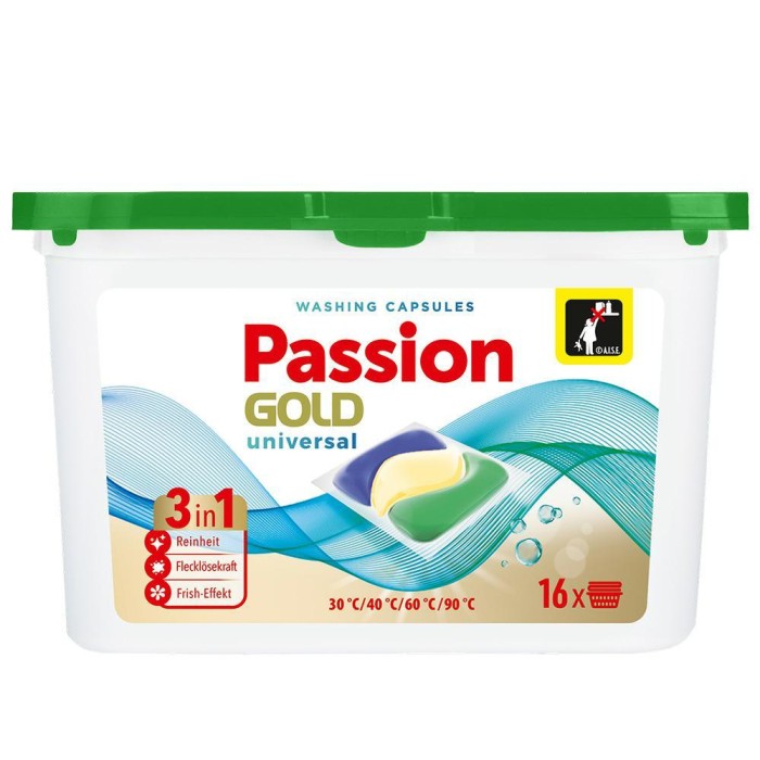 Passion Gold Universal | 16 kapsułek | 3w1 | Do białego i kolorowego | Świeżość | Rozpuszczalna powłoka