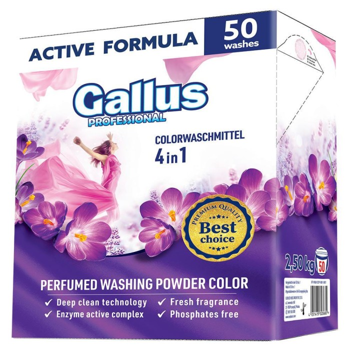 Gallus Color | 50 prań | Do tkanin kolorowych | Od 30°C | Ochrona kolorów | Skuteczne pranie