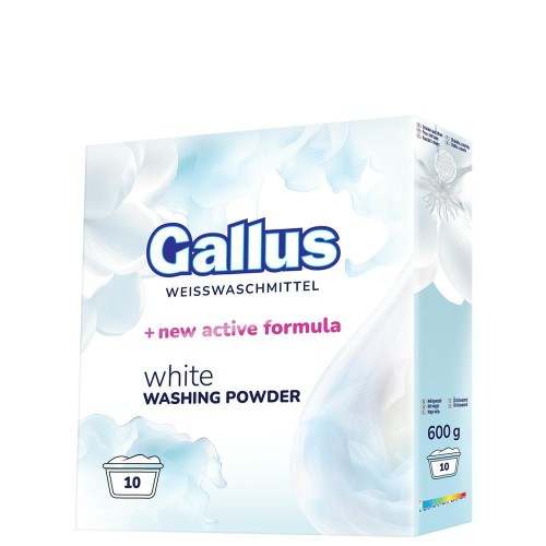 Gallus Weiss | 10 prań | Do tkanin białych | Od 30°C | Skuteczne usuwanie plam | Świeżość