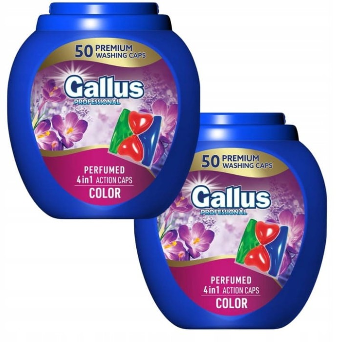 Gallus Color | Zestaw 2×50 kapsułek | 100 prań | Do kolorowych ubrań | 3w1 | Ochrona koloru | Świeżość