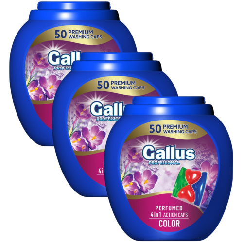 Gallus Color | Zestaw 3×50 kapsułek | 150 prań | Do kolorowego | 3w1 | Intensywne kolory | Świeży zapach