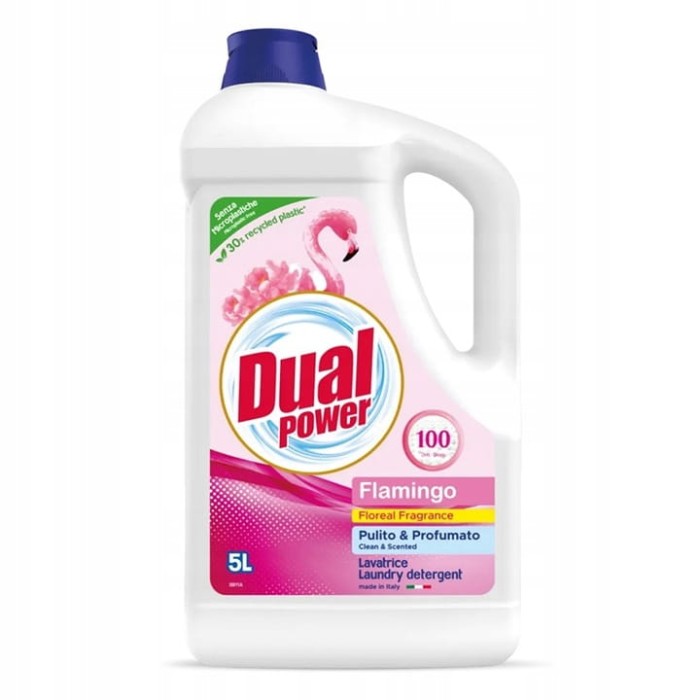 Płyn Dual Power Flamingo | 5000ml | Skuteczne pranie | Kwiatowy zapach | Włoski produkt