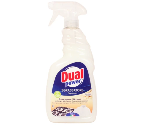 Dual Power | Sgrassatore Marsiglia | 750 ml | Odtłuszczacz o zapachu mydła marsylskiego | Włoski środek czyszczący | Do kuchni i łazienki