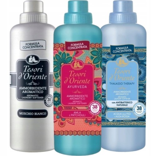 Tesori d'Oriente | Zestaw 3x760 ml | Muschio Bianco | Thalasso | Ayurveda | Płyny do kąpieli | Aromaterapia | Włoska jakość | Relaks i pielęgnacja