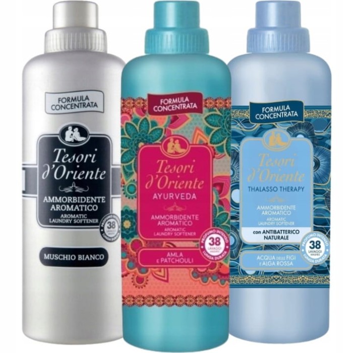 Tesori d'Oriente | Zestaw 3x760 ml | Muschio Bianco | Thalasso | Ayurveda | Płyny do kąpieli | Aromaterapia | Włoska jakość | Relaks i pielęgnacja