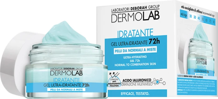 Dermolab | Gel Ultra-Idratante 72h | 50 ml | Ultra-nawilżający żel do twarzy | Nawilżenie 72h