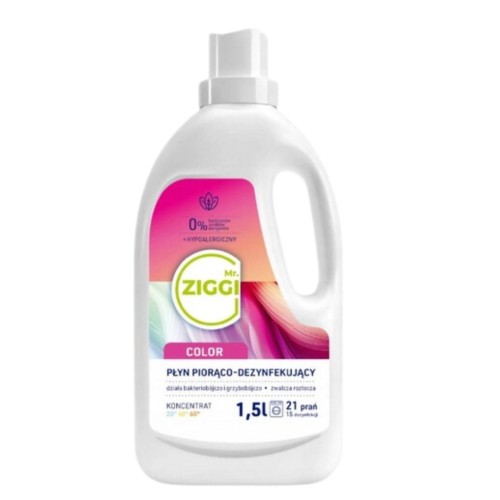 Mr. ZIGGI Color | 1,5L | 21 prań | Płyn piorąco-dezynfekujący | Do kolorów | Działa bakteriobójczo i grzybobójczo | Przeciw roztoczom