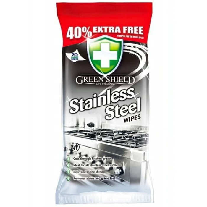 Green Shield  Stainless Shield  70szt chusteczki nawilżane czyszczące do stali nierdzewnej okapów