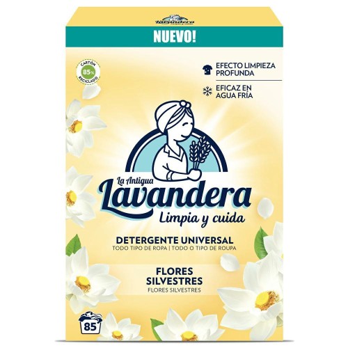 Opakowanie proszku Lavandera Universal 4,675 kg z motywem dzikich kwiatów, produkt hiszpański, 85 prań