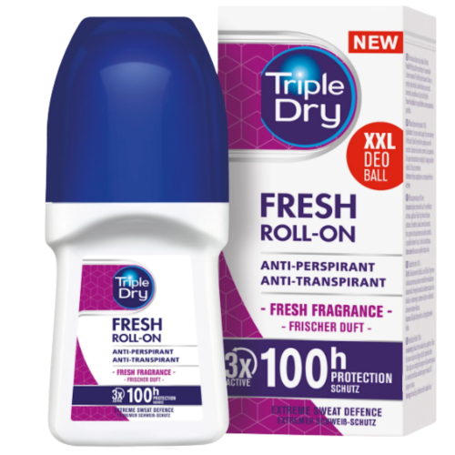Triple Dry | Roll-ON Fresh | 50 ml | Antyperspirant | 100 h ochrony | Świeży zapach