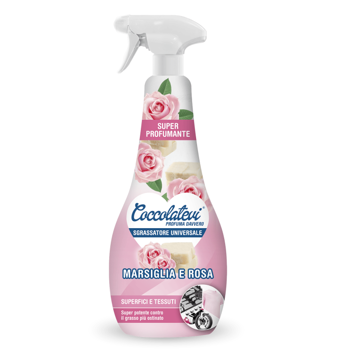 Coccolatevi | Rosa Marsiglia | 750 ml | Odtłuszczacz | Zapach różanego mydła marsylskiego | Włoska jakość | Do kuchni i łazienki