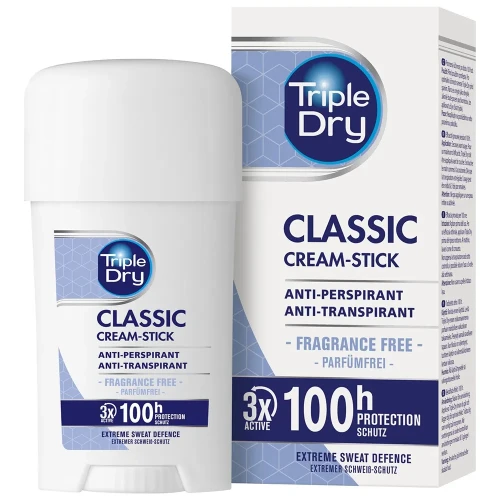 Triple Dry | Classic | 45 ml | Antyperspirant w sztyfcie | Ochrona 100 h