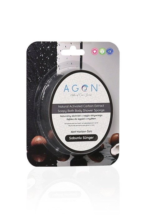 Agon Shower Sponge Activated Carbon 125g gąbka kąpielowa do ciała nasączona mydłem