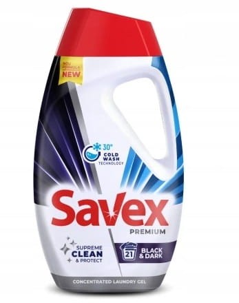 Savex | Premium Black & Dark | 945 ml | Płyn do prania ciemnych tkanin | BlackGuard | FreshGuard
