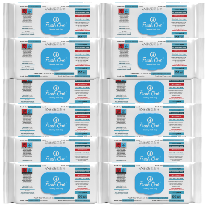 Fresh One | Ocean | 12×100 szt. | Nawilżane chusteczki | Sprzątanie | Zapach morski