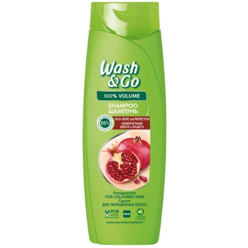 Wash&Go | Pomegranate | 360 ml | Szampon do włosów | Z granatem | Ochrona koloru