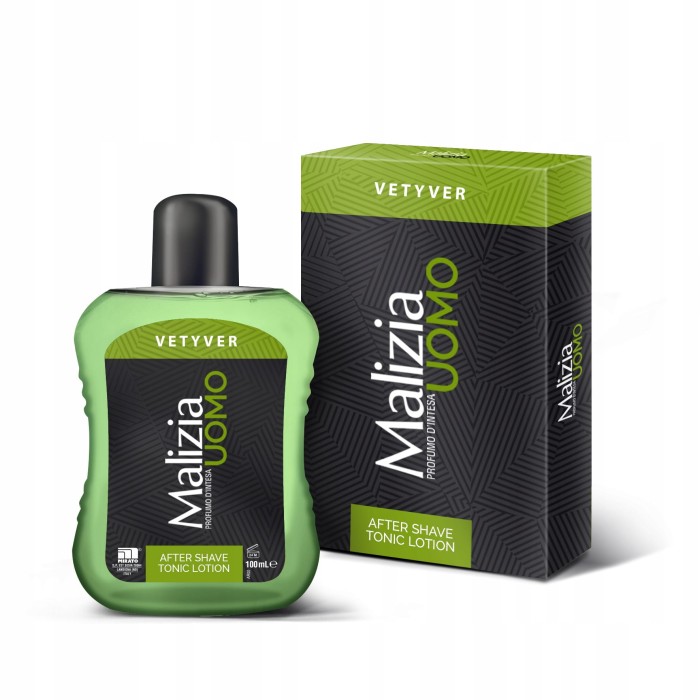 Malizia | Uomo Vetyver | 100 ml | Płyn po goleniu | Drzewno-aromatyczny | Łagodzący