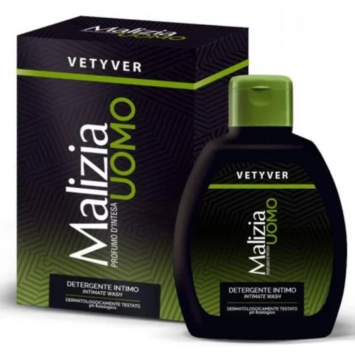 Malizia | Uomo Vetyver Men | 200 ml | Płyn do higieny intymnej | Dla mężczyzn | Odświeżający