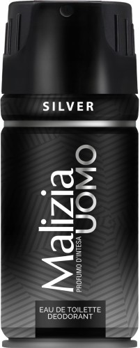 Malizia | Uomo Silver | Dezodorant w sprayu | 150 ml | Świeży i nowoczesny zapach | Dla mężczyzn