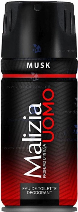 Malizia | Uomo Musk | Dezodorant w sprayu | 150 ml | Zapach piżma | Dla mężczyzn