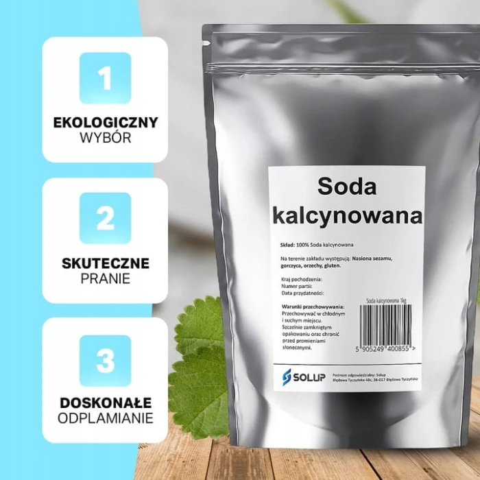 Zdjęcie produktu Solup Soda Kalcynowana 1 kg – naturalny środek do prania i czyszczenia, skuteczny i ekologiczny.
