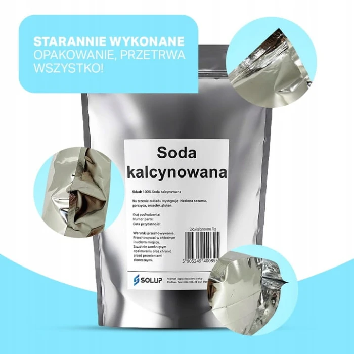 Zdjęcie produktu Solup Soda Kalcynowana 1 kg – naturalny środek do prania i czyszczenia, skuteczny i ekologiczny.