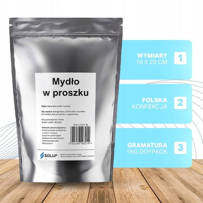 Zdjęcie produktu Solup Płatki Mydlane 1 kg – ekologiczne mydło w proszku, naturalne, hipoalergiczne, wielofunkcyjne.