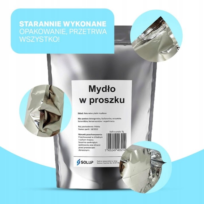 Zdjęcie produktu Solup Płatki Mydlane 1 kg – ekologiczne mydło w proszku, naturalne, hipoalergiczne, wielofunkcyjne.