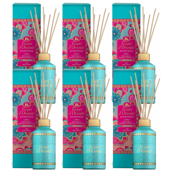 Zestaw 6x Tesori d’Oriente – patyczki zapachowe Ayurveda 200 ml