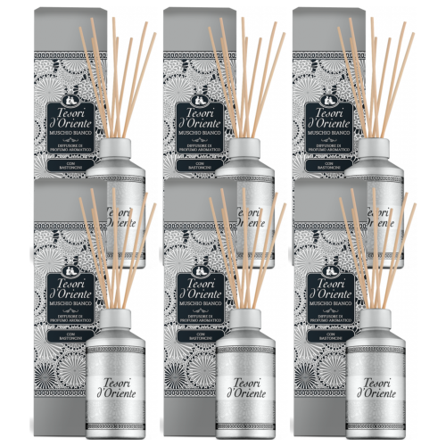 Zestaw 6x Tesori d’Oriente – patyczki zapachowe Muschio Bianco 200 ml