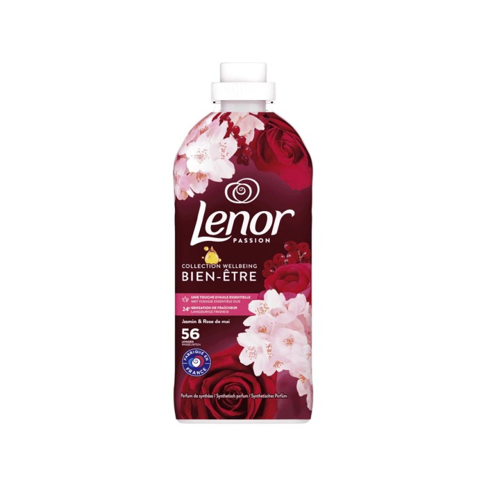 Lenor Jasmine & Rose de Mai, płyn do płukania tkanin, 1,176 l; 56 prania; kwiatowy aromat, miękkość i świeżość.