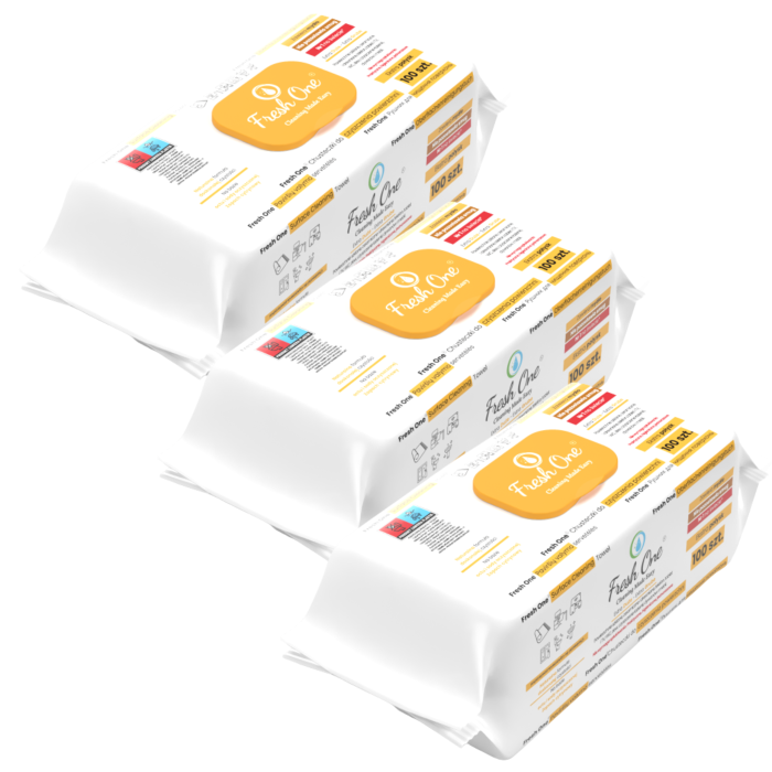 Zestaw 3x Fresh One Cytryna – chusteczki nawilżane do sprzątania, 100 sztuk każde opakowanie