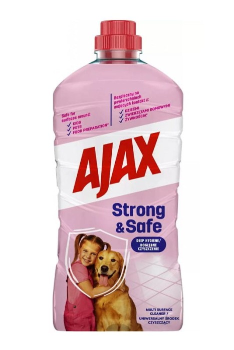 Ajax Strong & Safe 1L – uniwersalny płyn do czyszczenia, bez smug