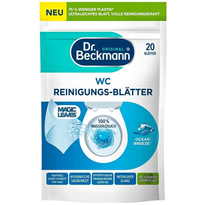 Dr Beckmann Magic Leaves Ocean 20 szt listki czyszczące do WC świeży zapach