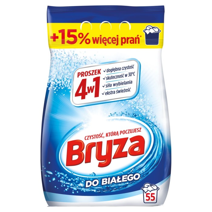 Bryza 4w1 proszek do prania białego tkanin wybielający 3,575 kg 55 prań