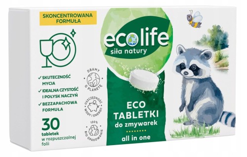 Ecolife All in One tabletki do zmywarki 30 sztuk BIO EKO ekologiczne