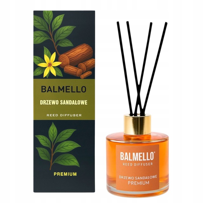 Balmello Drzewo sandałowe patyczki zapachowe premium 120 ml do wnętrz SPA