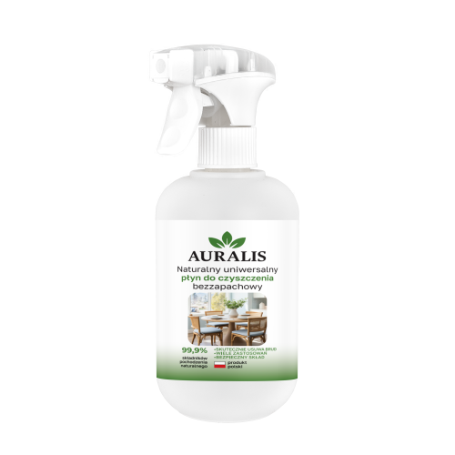 AURALIS naturalny płyn uniwersalny 0,5 l bezzapachowy – preparat do czyszczenia wielu powierzchni, usuwania codziennych zabrudzeń i utrzymania czystości w domu.